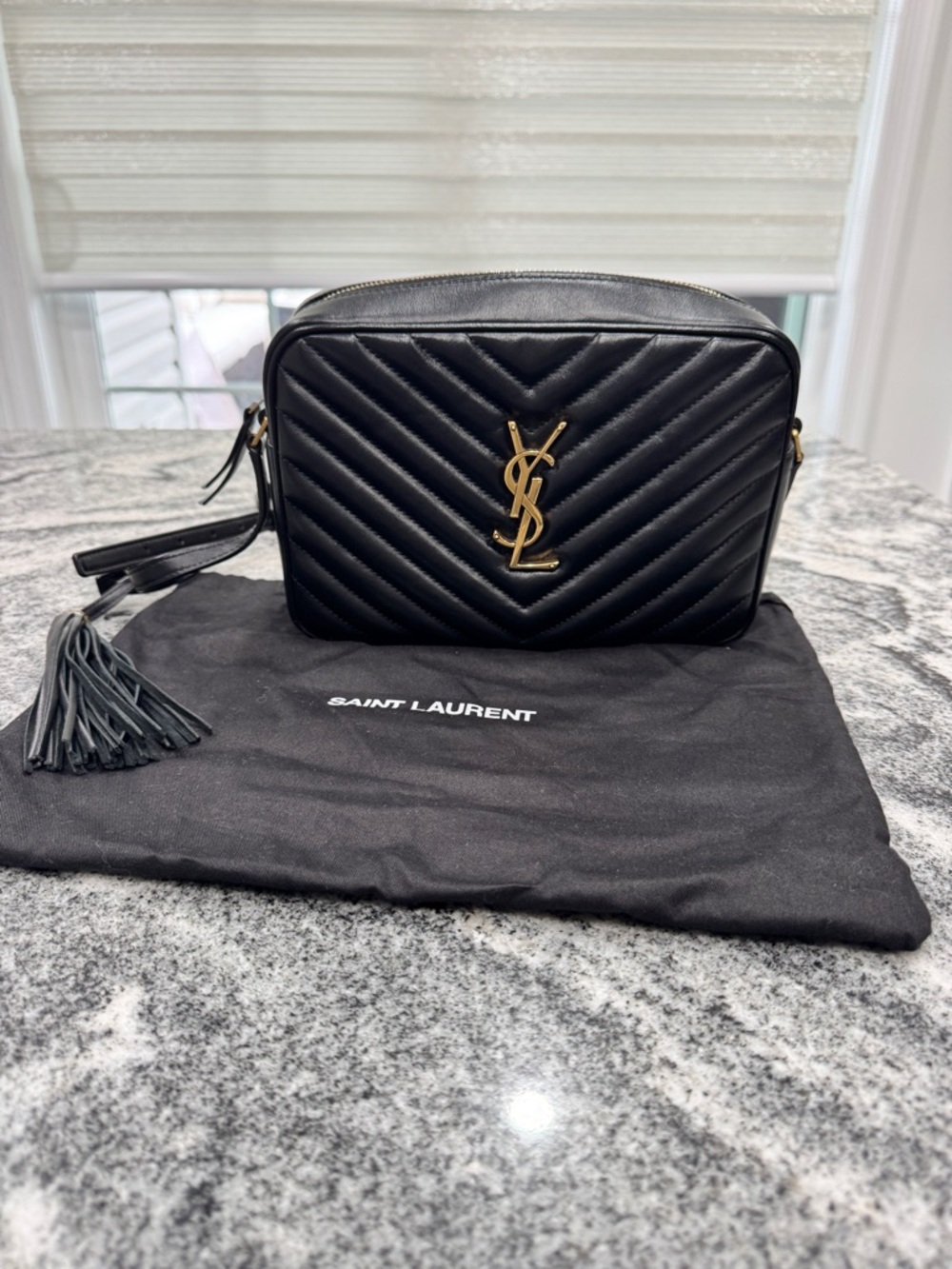 YSL Medium Camera Bag Black w/ Gold HW